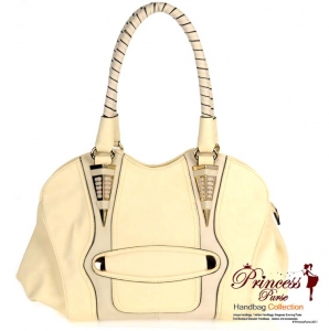 Designer Inspired Faux Leather Handbag Silver Tone Trim